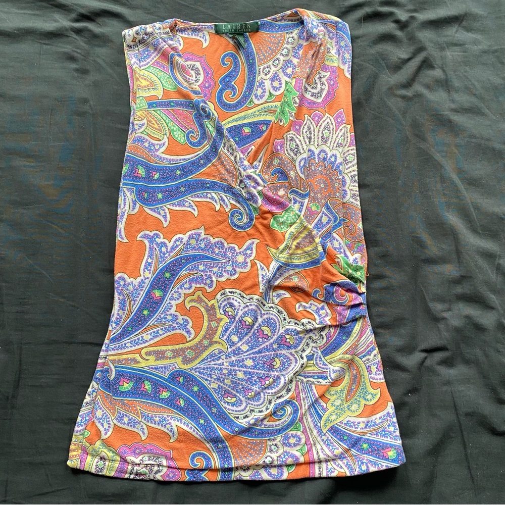 Lauren Ralph Lauren Orange Paisley Sleeveless Tank